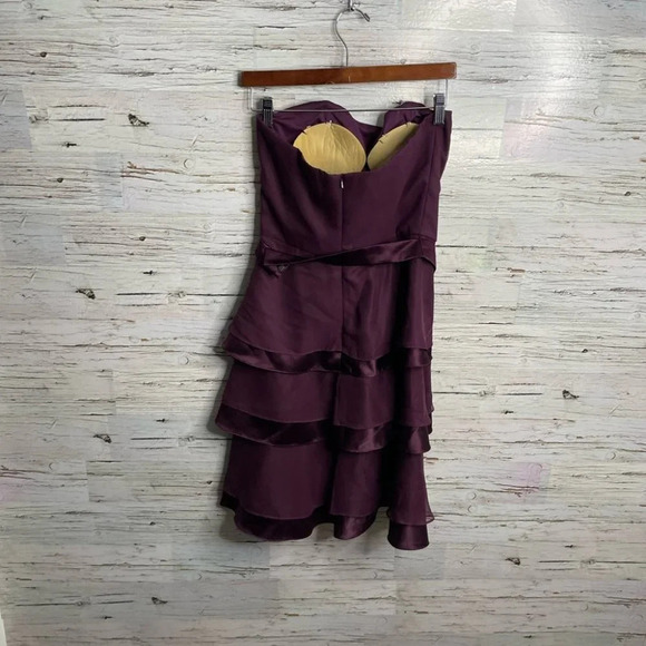 After six vintage size 10  purple strapless dress with belt ruffle - Picture 6 of 7